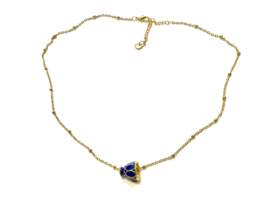 Ketting goud met donker blauw theekopje