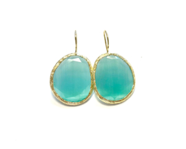 Oorbellen grote cateye steen turquoise