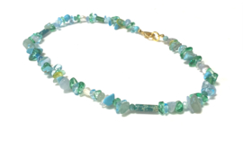 Ketting turquoise kristal/pareltjes/edelsteen