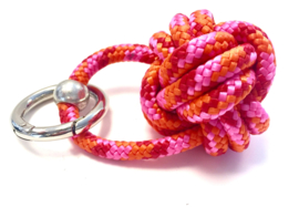 Sleutelhanger scheepsknoop paracord oranje/roze/rood