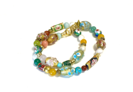 Ketting bewerkte glaskralen/parels /edelsteen
