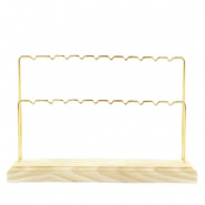 Sieraden display voor oorbellen, 2 rijen wood-gold