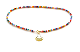 Ketting multicolor gouden smiley
