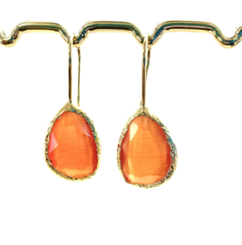 Oorbellen cateye steen oranje