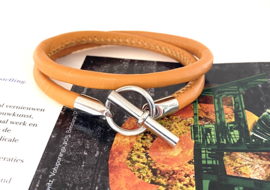 Armband leer hermes style oranje