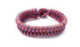 Heren armband gevlochten paracord rood/blauw