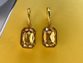 Oorringen hanger kristal warm geel