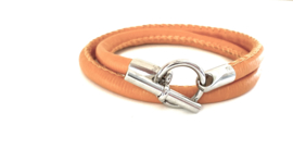 Armband leer hermes style oranje