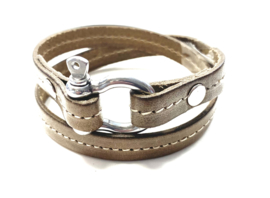 Armband leer taupe met harpsluiting