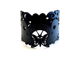 Armband leer zwart vlinder S/M