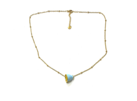 Ketting goud met licht blauw theekopje
