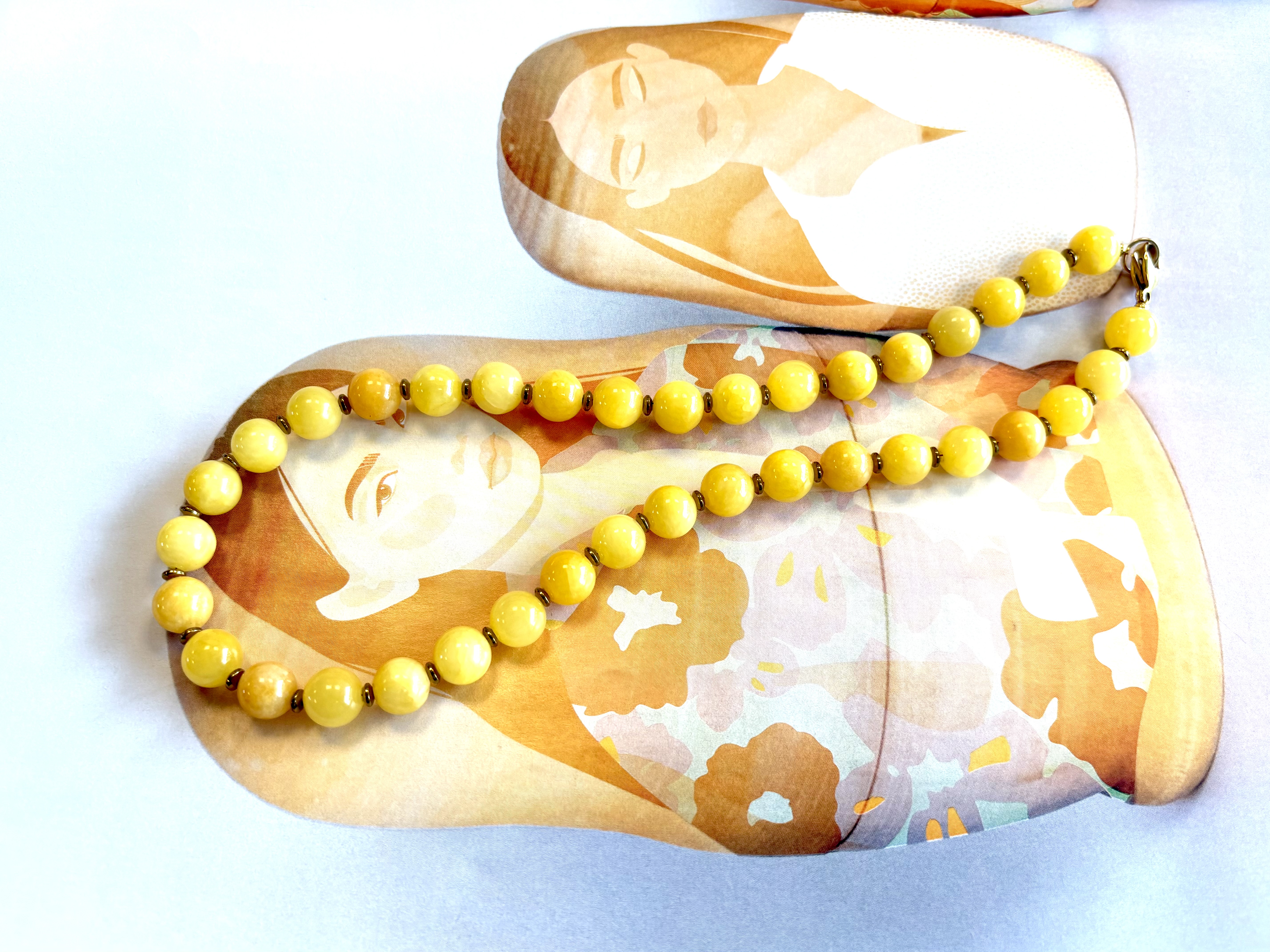 Ketting gele Jade 10mm