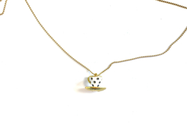 Ketting stainless steel goud met wit stipje theekopje