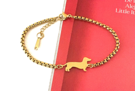 Armband teckel goud