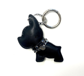 Sleutelhanger bulldog schakelketting zilver zwart