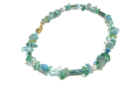 Ketting turquoise kristal/pareltjes/edelsteen