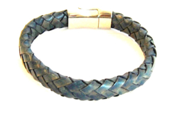 Heren armband gevlochten leer jeans