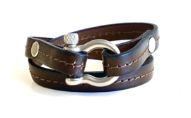 Armband leer bruin met harpsluiting