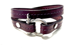 Armband leer plum met harpsluiting