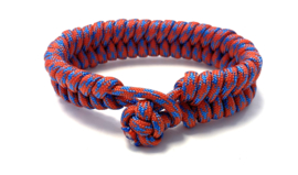 Heren armband gevlochten paracord rood/blauw