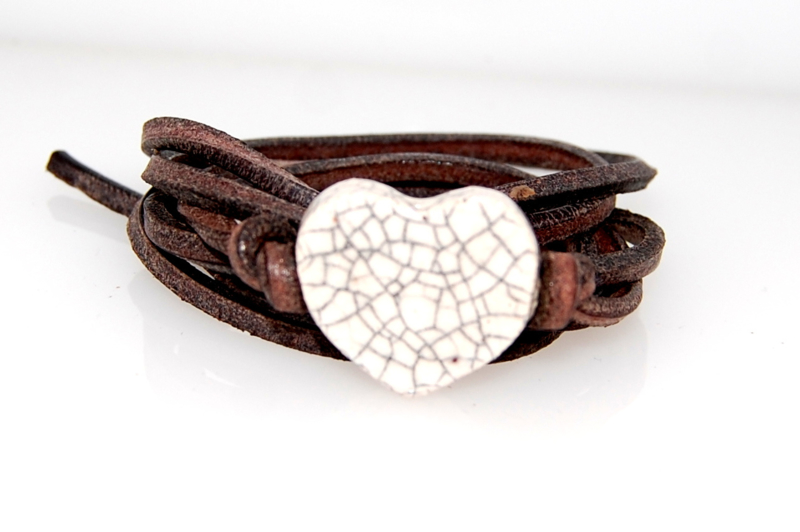 Armband leren met craquele hart | Armbanden hart | Le Freak-wholesale