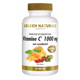 Golden Naturals  Vitamine C 1000 mg met rozenbottel (180 vega. tabl.)