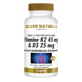 Golden Naturals  Vitamine K2 45 mcg & D3 25 mcg (60 vega. tabl.)