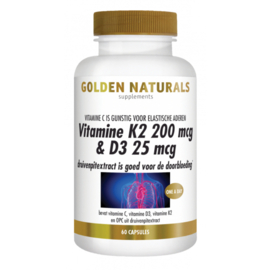 Golden Naturals Vitamine K2 200 mg & D3 25 mg (60 - 180 vega. caps.)