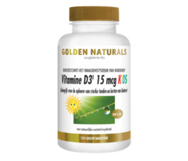Golden Naturals  Vitamine D3 15 mcg KIDS (120 vega. kauwtabl.)