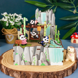 Muziekdoosje DIY 3D Houten Puzzel, Panda’s Home, Tonecheer
