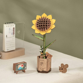 DIY Houten Bloem Sun Flower, Zonnebloem, Robotime, TW011