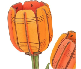 DIY Houten Bloem Orange Tulip, Oranje Tulp, Robotime, TW081