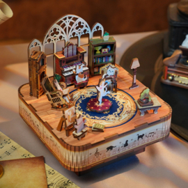 Muziekdoosje DIY 3D Houten Puzzel, Cat’s Family, Tonecheer