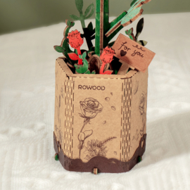 DIY Houten Bloem Red Rose, Rode Roos, Robotime, TW042