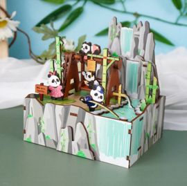 Muziekdoosje DIY 3D Houten Puzzel, Panda’s Home, Tonecheer