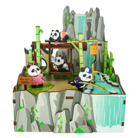 Muziekdoosje DIY 3D Houten Puzzel, Panda’s Home, Tonecheer