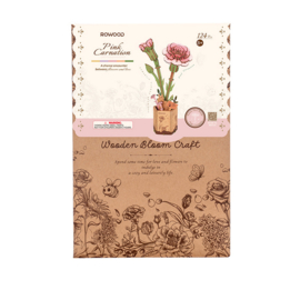 3D Modelbouwpakket DIY Houten Bloem Pink Carnation, Roze Anjer, Robotime, TW051