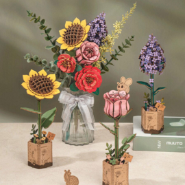 DIY Houten Bloem Orange Tulip, Oranje Tulp, Robotime, TW081