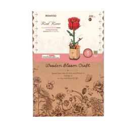 DIY Houten Bloem Red Rose, Rode Roos, Robotime, TW042