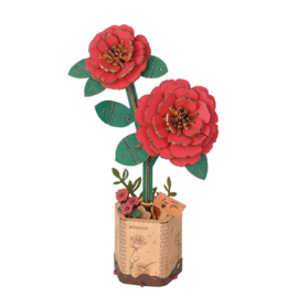 DIY Houten Bloem Red Camellia, Rode Camelia, Robotime, TW031