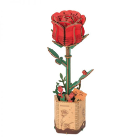 DIY Houten Bloem Red Rose, Rode Roos, Robotime, TW042