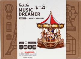 Muziekdoos Hout DIY Classic Carousel, Robotime, AMC01