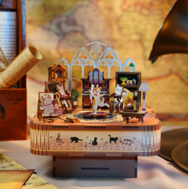 Muziekdoosje DIY 3D Houten Puzzel, Cat’s Family, Tonecheer