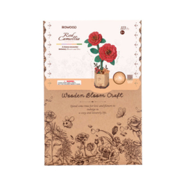 DIY Houten Bloem Red Camellia, Rode Camelia, Robotime, TW031