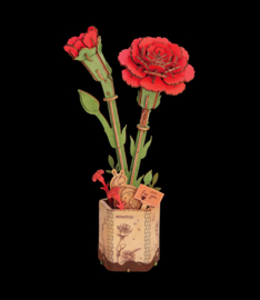 DIY Houten Bloem, Red Carnation/Rode Anjer, Robotime, TW052
