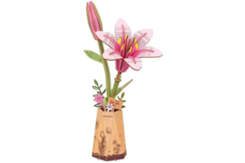 DIY Houten Bloem Pink Lily, Roze Lelie, Robotime, TW071
