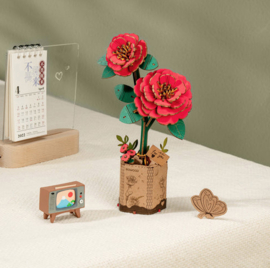 DIY Houten Bloem Red Camellia, Rode Camelia, Robotime, TW031