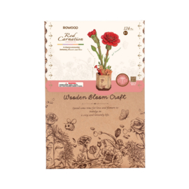 DIY Houten Bloem, Red Carnation/Rode Anjer, Robotime, TW052