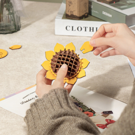 DIY Houten Bloem Sun Flower, Zonnebloem, Robotime, TW011
