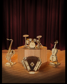 3D Houten Puzzel Muziekinstrument Drumstel, Robotime 